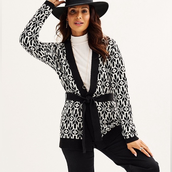 croft & barrow Sweaters - NWT Croft & Barrow Black/White Cardigan In Sizes PL, XL, & XXL